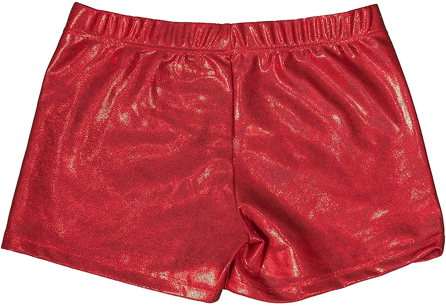 Aosva Little Big Girls' 2 PCS Sparkle Dance Tumbling Athletic Gymnastics Red Shorts for Girls 5-6Years