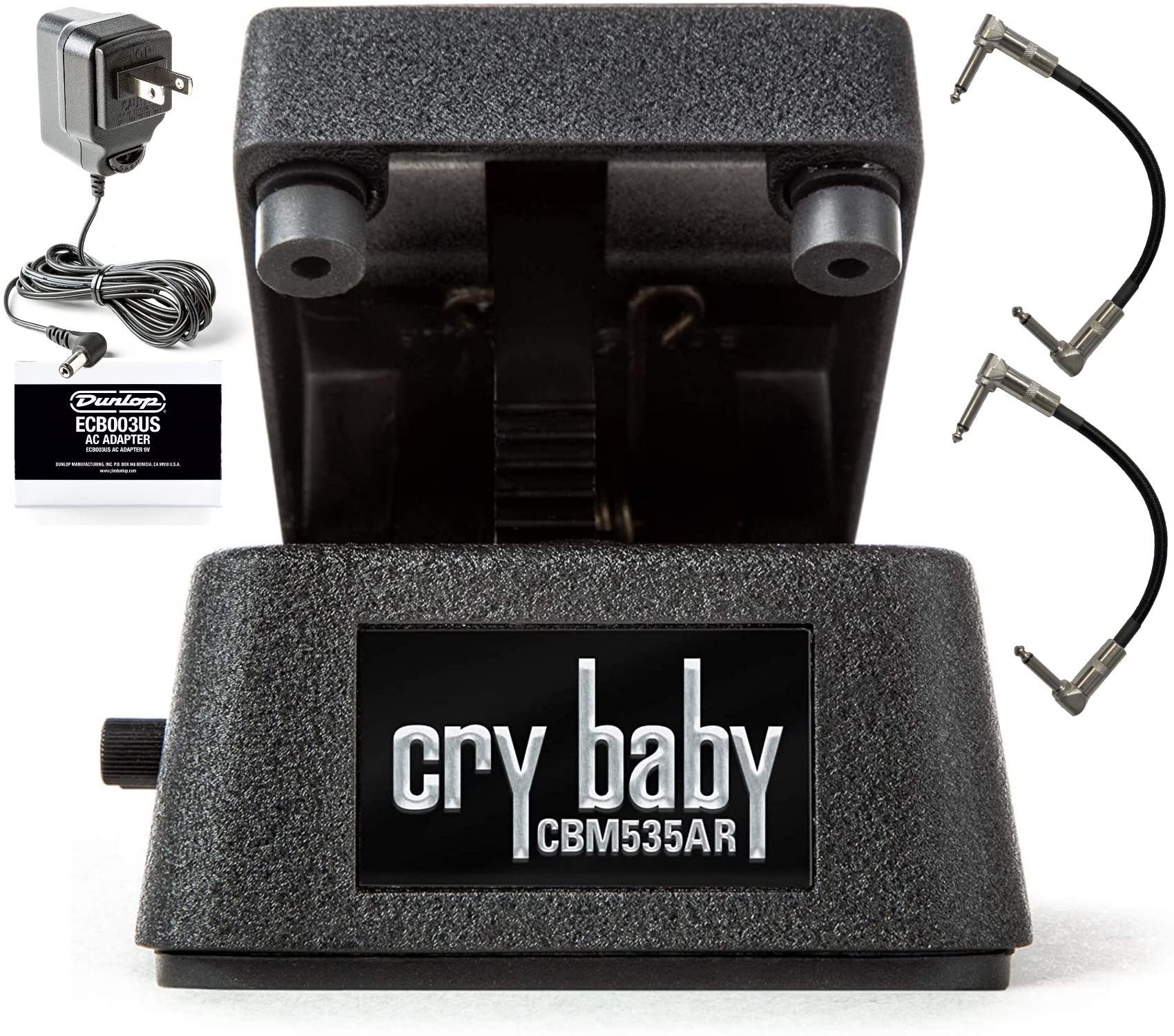 Briskdrop Dunlop CBM535AR Cry Baby Q Mini Auto-Return Wah Pedal Bundle with Dunlop ECB003 Power Supply and Patch Cables,CBM535ARbundle