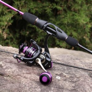 Sougayilang Fishing Rod and Reel Combo, Lightweight Purple Spinning Reel with 2 Pieces Fishing Pole Combo for Crappie, 1000/2000 Spinning Reel Set-1.8m-2000 Reel-Purple