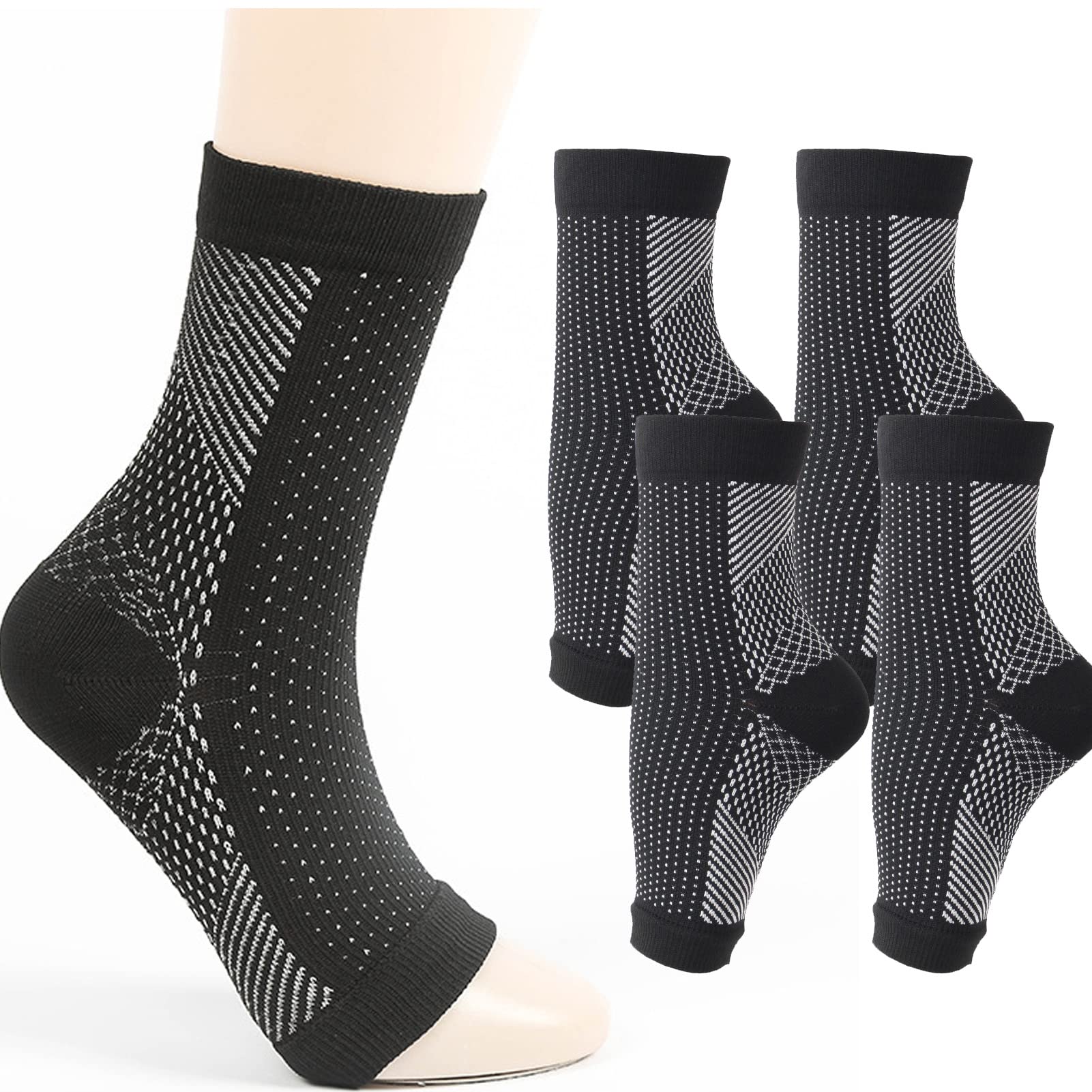 CDBH Heelsium Pain Relief Socks, Heelsium Instant Pain Relief Socks, Compression Socks for neuropathy pain, plantar fasciitis socks for women (Black,2pairs,L)