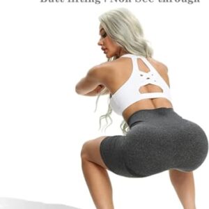 OQQ Women's 3 Piece High Waist Workout Shorts Butt Lifting Tummy Control Ruched Booty Smile Yoga Short Pants Black Grey Avocadogreen