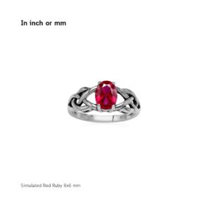 Silvershake Create Red Ruby Gemstone 925 Sterling Silver Celtic Knot Weave Solitaire Ring Jewelry July Birthstone Size 7