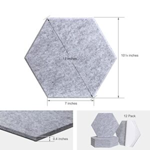 Acoustic Panels, 12 Pack Sound Proof Foam Panels, AKELLYTH Self-adhesive Soundproof Wall Panels 12×10¼×0.4" polyurethane fiber Tiles for Sound Proofing used in Office, Home, Studio (Light Grey)