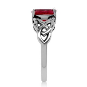 Silvershake Create Red Ruby Gemstone 925 Sterling Silver Celtic Knot Weave Solitaire Ring Jewelry July Birthstone Size 7