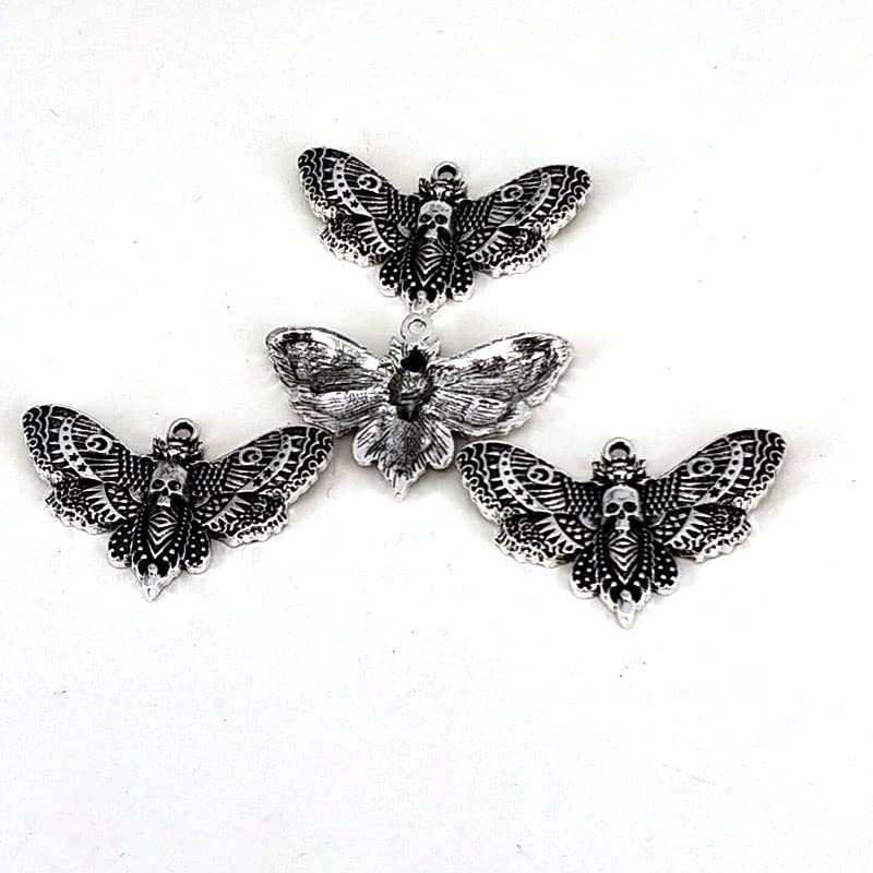 50pcs Accessories Moon Wing Moth Skull Head Moth Pendant for Women Man - (Metal Color: 3)