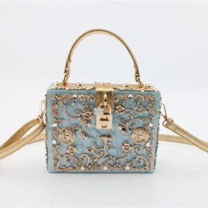 Tngan Women Evening Clutch Acrylic Square Box Bag with Rhinestones Shoulder Bag Crossbody Bag Handbag, Light Blue