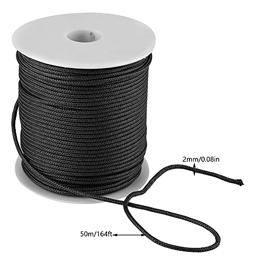 Fish Line, 16 Strand Handheld Delicate 2mm Fishing Line 50meter/164ft for Underwater(Black)