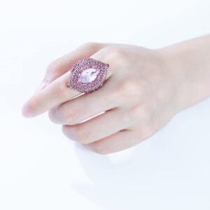 CKHAO Women Ring - 32mm Turkish Style Pink Gemstone Vintage Ring Women Jewelry J0769PINK (7)