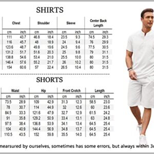 COOFANDY Men's 2 Pieces Linen Set Casual Henley Shirts Short Sleeve Beach Yoga Shorts Summer Pants Outfits