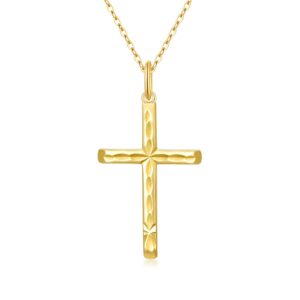 SISGEM Solid 14K Gold Cross Necklace, Real Gold Faith Cross Pendant Necklace Religious Jewelry for Women Anniversary Birhtday Mother's Day Jewelry Gifts for Mom, Wife, 16+2 Inch