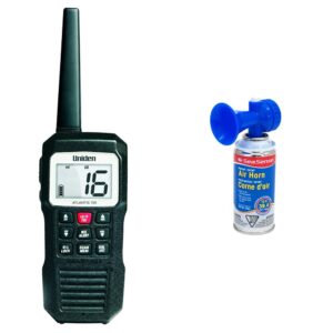 Uniden Atlantis 155 Handheld Marine Radio + SeaSense Large Air Horn