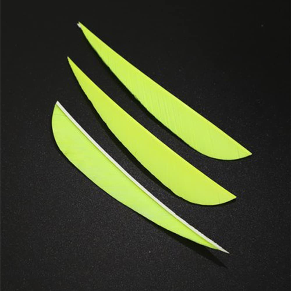 ZSHJGJR Archery Arrow Feathers 4Inch 5 Inch Turkey Feathers Fletchings Arrow Feathers Fletches Right Wing for DIY Hunting Arrows 50PCS (5 inch, Right Wing, fluorescent yellow)