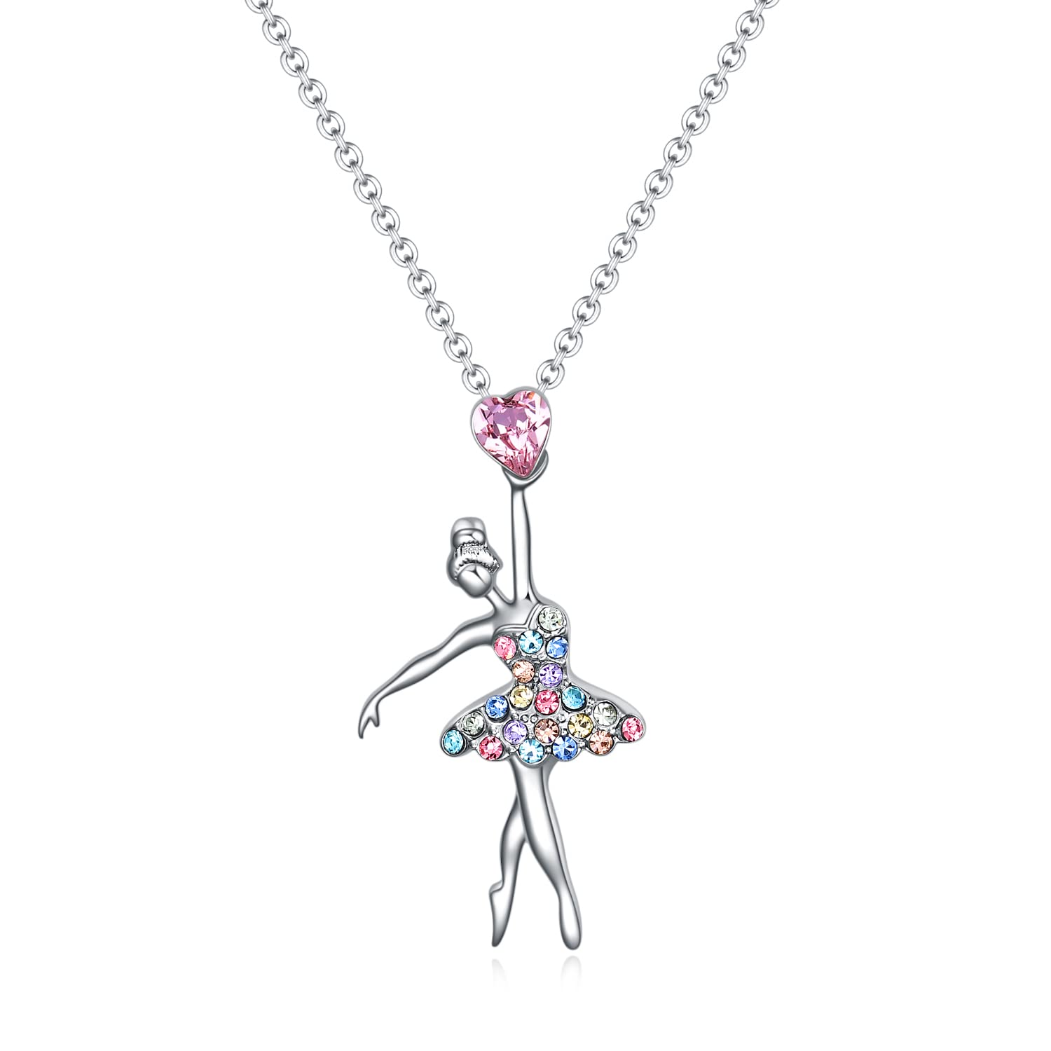 SUMFAN Ballerina Ballet Necklace Gifts for Girls Women,Dance Recital Gifts for Girls Ballet Pendant Jewelry for Daughter (Ballet Necklace)