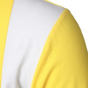 HOOD CREW Mens Long Sleeve Polo Shirts Fashion Color Block Zipper T shirts Yellow 3XL