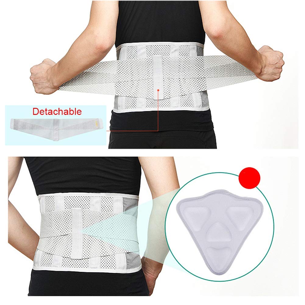 YZSHOUSE Breathable Back Support Lumbar Belt – Man and Woman Pain Relief Back Brace – Prevents Injury & Scoliosis,with Massage Pad (Size : M/Medium)