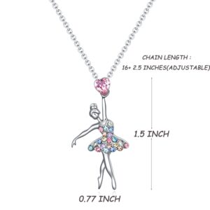 SUMFAN Ballerina Ballet Necklace Gifts for Girls Women,Dance Recital Gifts for Girls Ballet Pendant Jewelry for Daughter (Ballet Necklace)