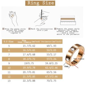 Love Friendship Rings 18K Gold Plated Silver with CZ 6mm Stainless Steel Promise Rings Wedding Band Fashion Love Rings for Her Women Teen Girls Valentine's Day with Gifts Box (7, Rose gold)