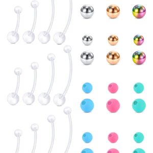 JFORYOU Pregnancy Belly Button Rings Maternity Flexible Plastic Long Navel Rings Retainer Piercing 14G Long Belly Button Rings for Maternity Pregnant Women