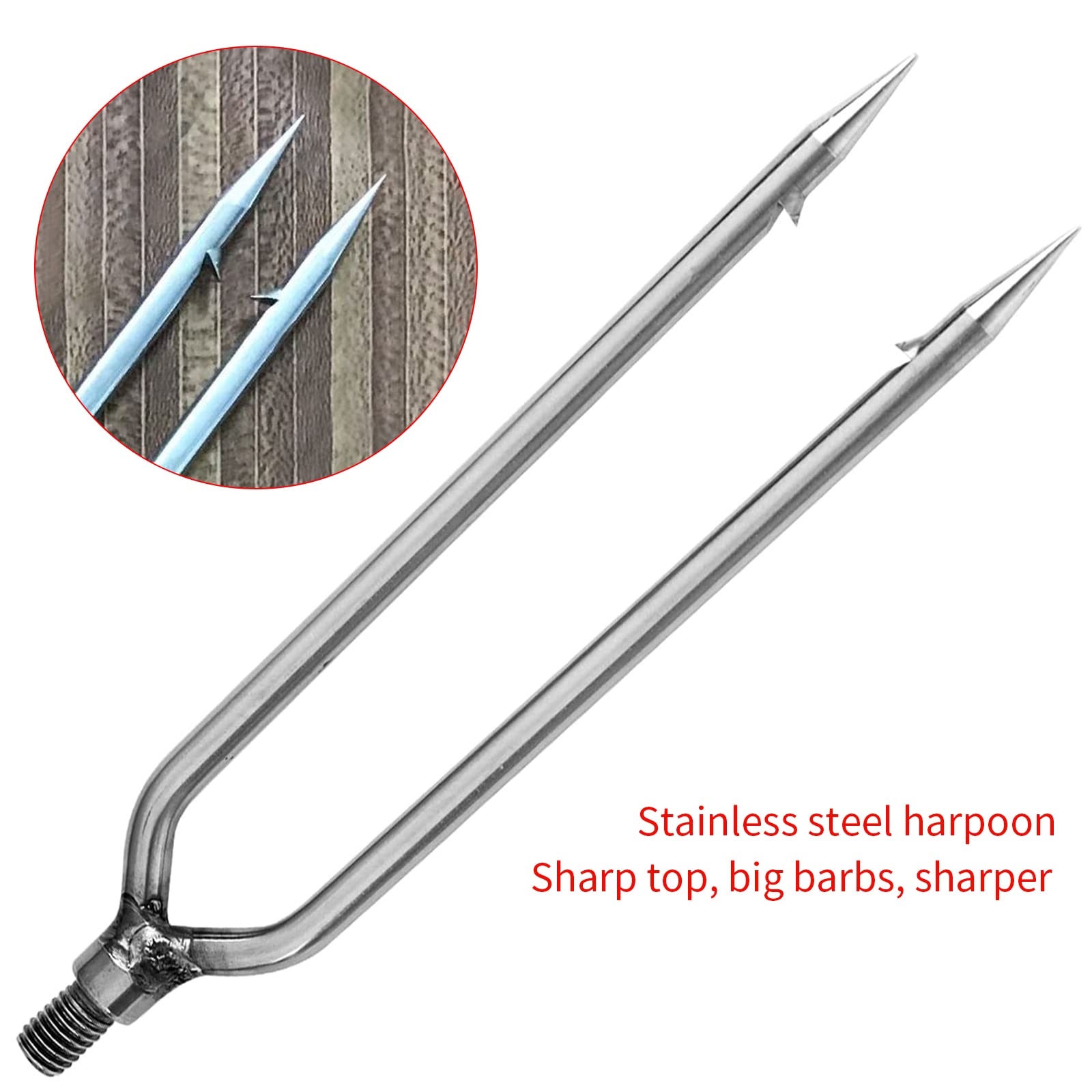 Stainless Steel Fishing Harpoon 2 Prong Fishing Gig Gaff Hook with 8mm Screw for Outdoor Fishing Tackle for Outdoor Fishing Tackle Catching Fish Frog in River Lake-Capable