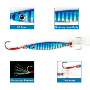 Spoons Fishing Lures Treble Hooks Salmon Bass Metal Fishing Lure Baits Kit with Tackle Box (Style B-5PCS)