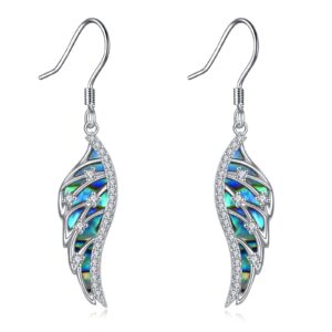 angel wing dangling earrings for women sterling silver guardian angel dangle earrings angel jewelry