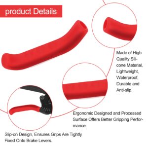 Estink Bicycle Brake Lever case, Mountain Bike Brake Handle Cover, Non Slip Silicone Handlebar Sleeve for Bicycle BMX Cycling, 1.3 x 7.5 cm(Red)