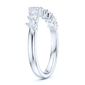 PRSTANI Solid Sterling Silver Slight V Shaped Curved Claws Set Simulated Diamond Matching Ring Wedding Band (6)