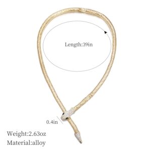 LUREME Flexible Bendable Snake Necklace Adjustable Snake Collar Choker Necklace Snake Waist Chain for Women (nl006311-1)