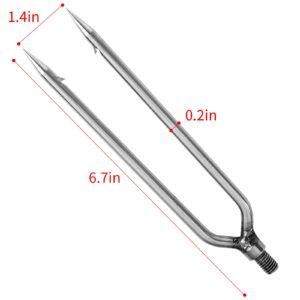 Stainless Steel Fishing Harpoon 2 Prong Fishing Gig Gaff Hook with 8mm Screw for Outdoor Fishing Tackle for Outdoor Fishing Tackle Catching Fish Frog in River Lake-Capable