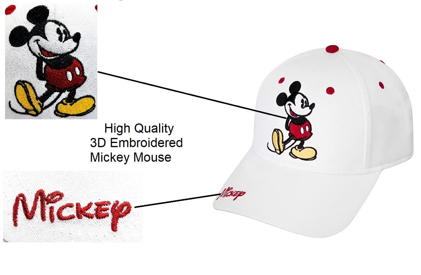 Disney Classic Embroidered Mickey Mouse Baseball Hat (Non Florida Namedrop)