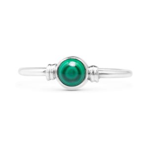 koral jewelry round malachite 925 sterling silver ring - delicate boho chic jewelry - fashionable and stylish for women with velvet gift bag - made by indian artisans - size 5-9 (10)