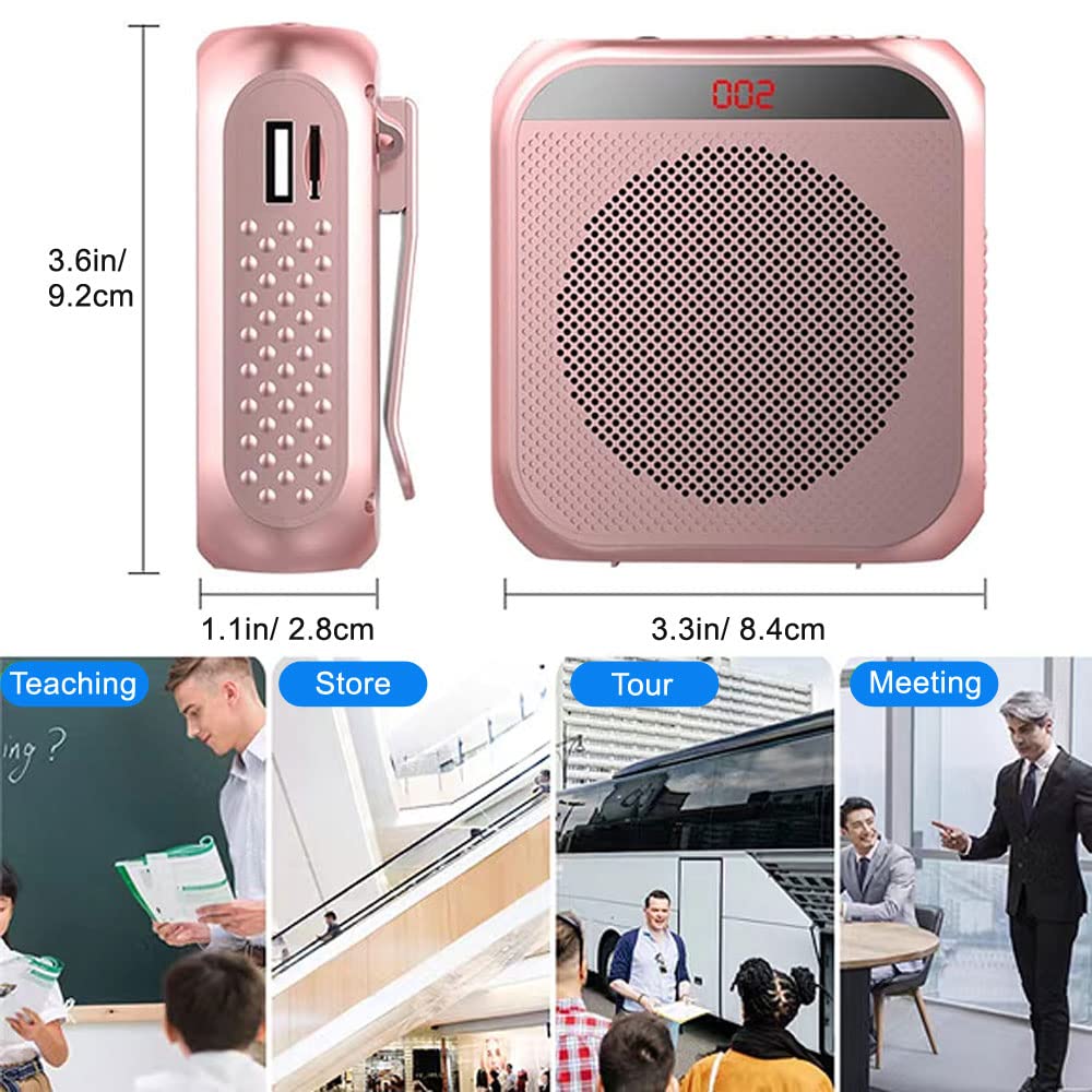 Portable Voice Amplifier for Teachers, 2200mAh Rechargeable Personal Amplifier Mic PA System Headset Microphone with Speaker for Teachers, Training, Meeting, Tour Guide, Yoga, Classroom (Black)