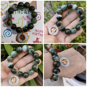 Jade Bracelet for Women Good Luck Jewelry with Pendant Jade Coin Money Success Fun Energize Wearer Happiness Bring Attract Money