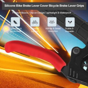 Estink Bicycle Brake Lever case, Mountain Bike Brake Handle Cover, Non Slip Silicone Handlebar Sleeve for Bicycle BMX Cycling, 1.3 x 7.5 cm(Red)