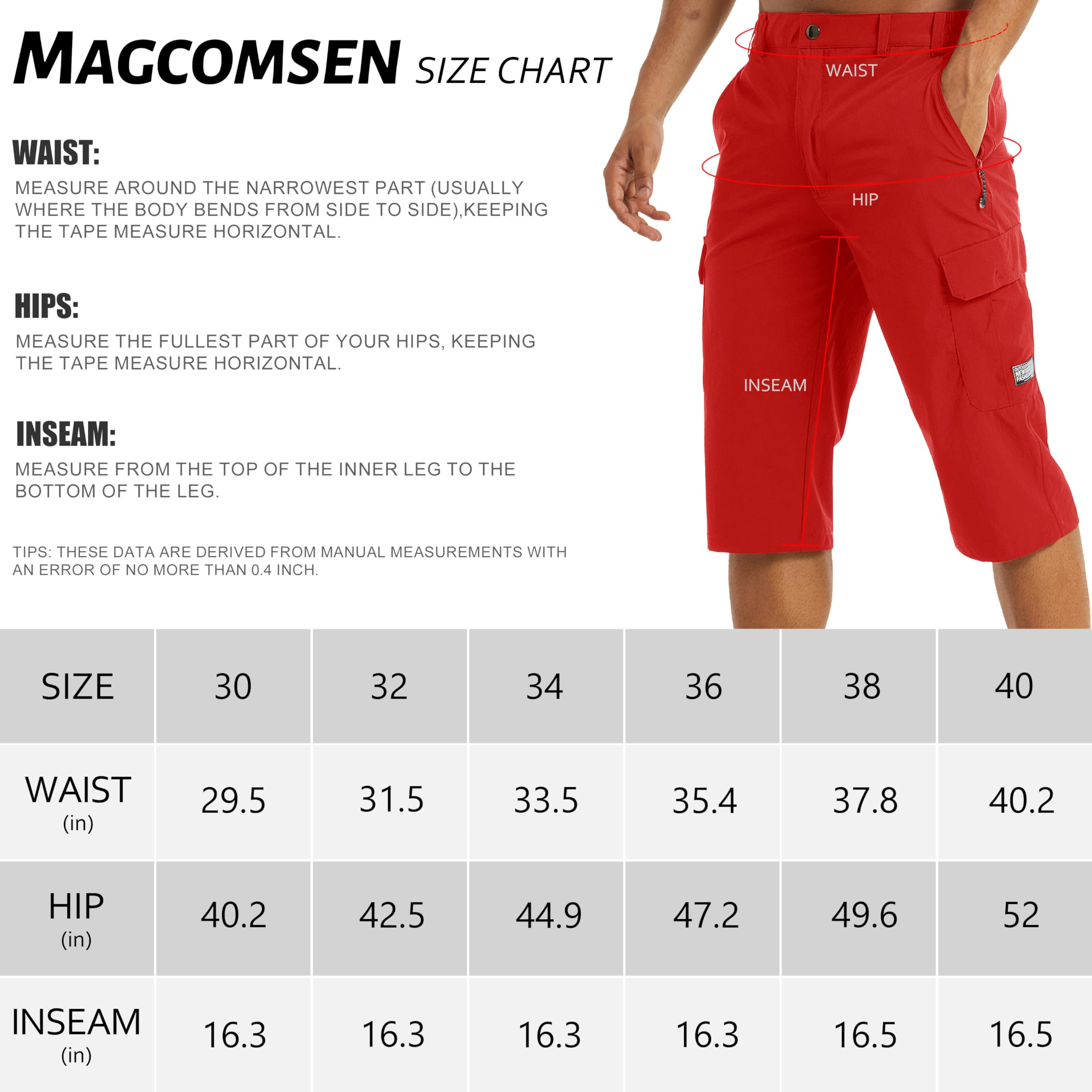 Men's Summer Shorts Hiking Shorts Gym Quick Dry Shorts for Men Capris Shorts Cropped Pants Sweat Shorts Fishing Tactical Long Shorts Red