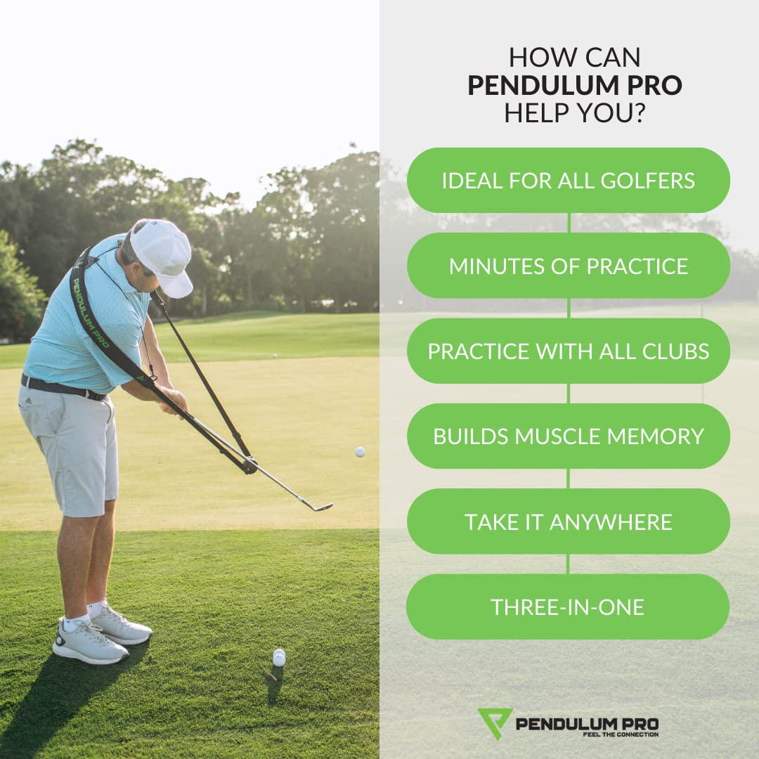 PENDULUM PRO Golf Swing Trainer - 3 in 1 Golf Training Aid - Chipping, Putting, & Initial Take Away Trainer - Instant Feedback to Improve Golf Game