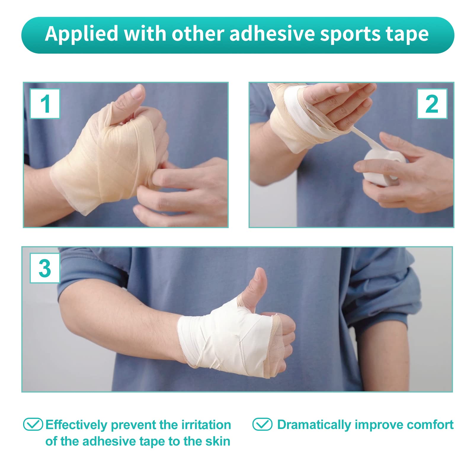 Dimora White Athletic Tapel and Pre-wrap Tape - No Sticky Residue, Easy Tear Athletic Tapes & Wraps, Gymnastics Tape for Athletes, Customizable Support and Skin-Friendly Comfort