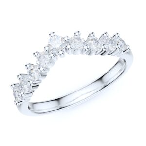 PRSTANI Solid Sterling Silver Slight V Shaped Curved Claws Set Simulated Diamond Matching Ring Wedding Band (6)