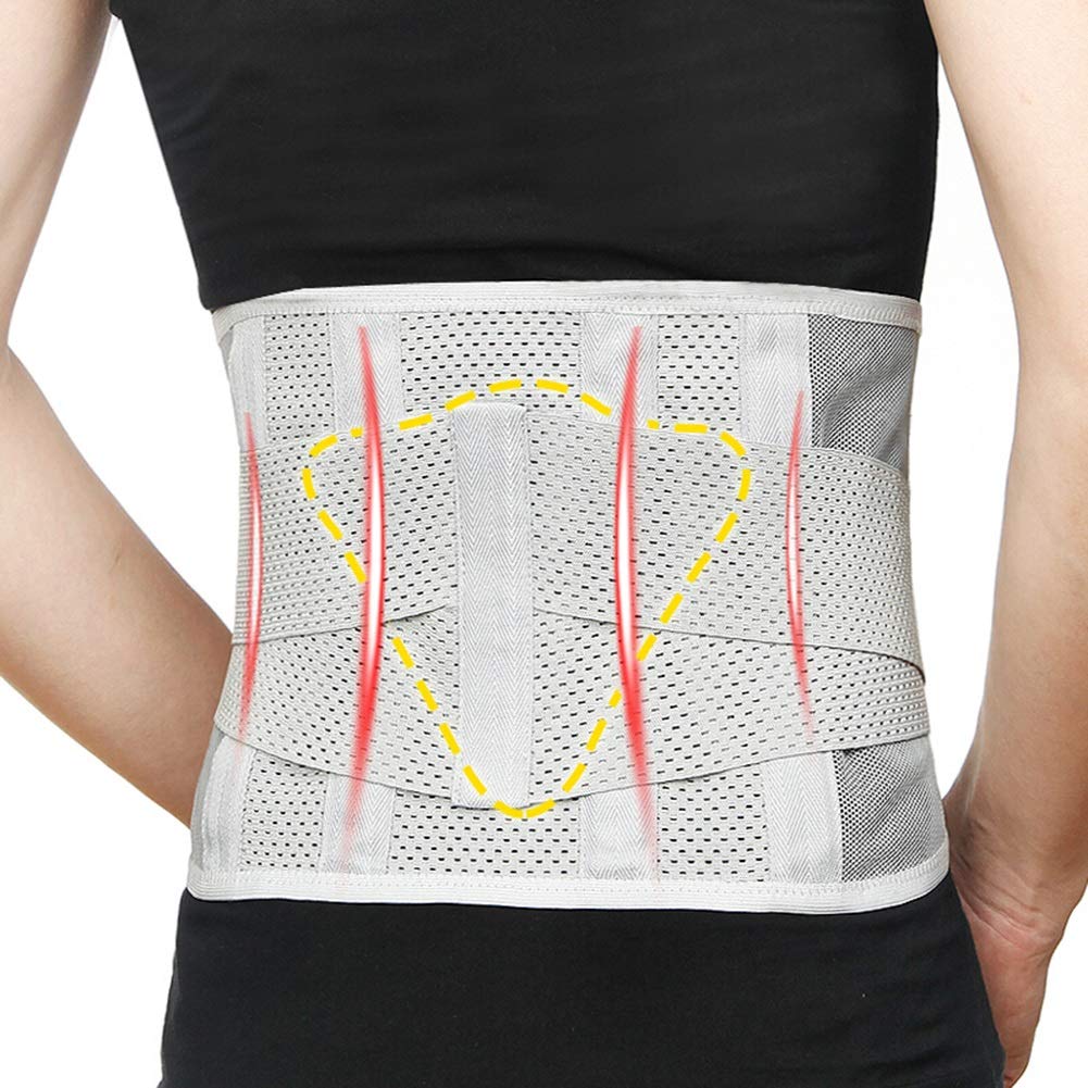 YZSHOUSE Breathable Back Support Lumbar Belt – Man and Woman Pain Relief Back Brace – Prevents Injury & Scoliosis,with Massage Pad (Size : M/Medium)