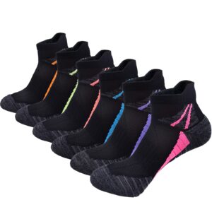 J.WMEET Womens Ankle Socks Athletic Cushioned Breathable Performance Sport Tab Cotton Quarter Women's Running Socks 6 Pack 5-9