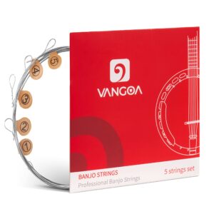 vangoa banjo strings, vacuum-sealed packaging duable banjo strings 5 string set, 70/30 bronze stainless steel, medium 9-26