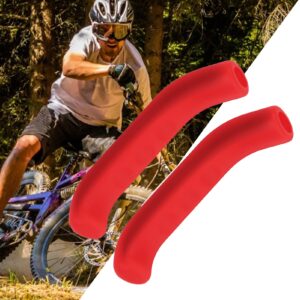 Estink Bicycle Brake Lever case, Mountain Bike Brake Handle Cover, Non Slip Silicone Handlebar Sleeve for Bicycle BMX Cycling, 1.3 x 7.5 cm(Red)