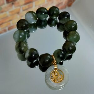 Jade Bracelet for Women Good Luck Jewelry with Pendant Jade Coin Money Success Fun Energize Wearer Happiness Bring Attract Money