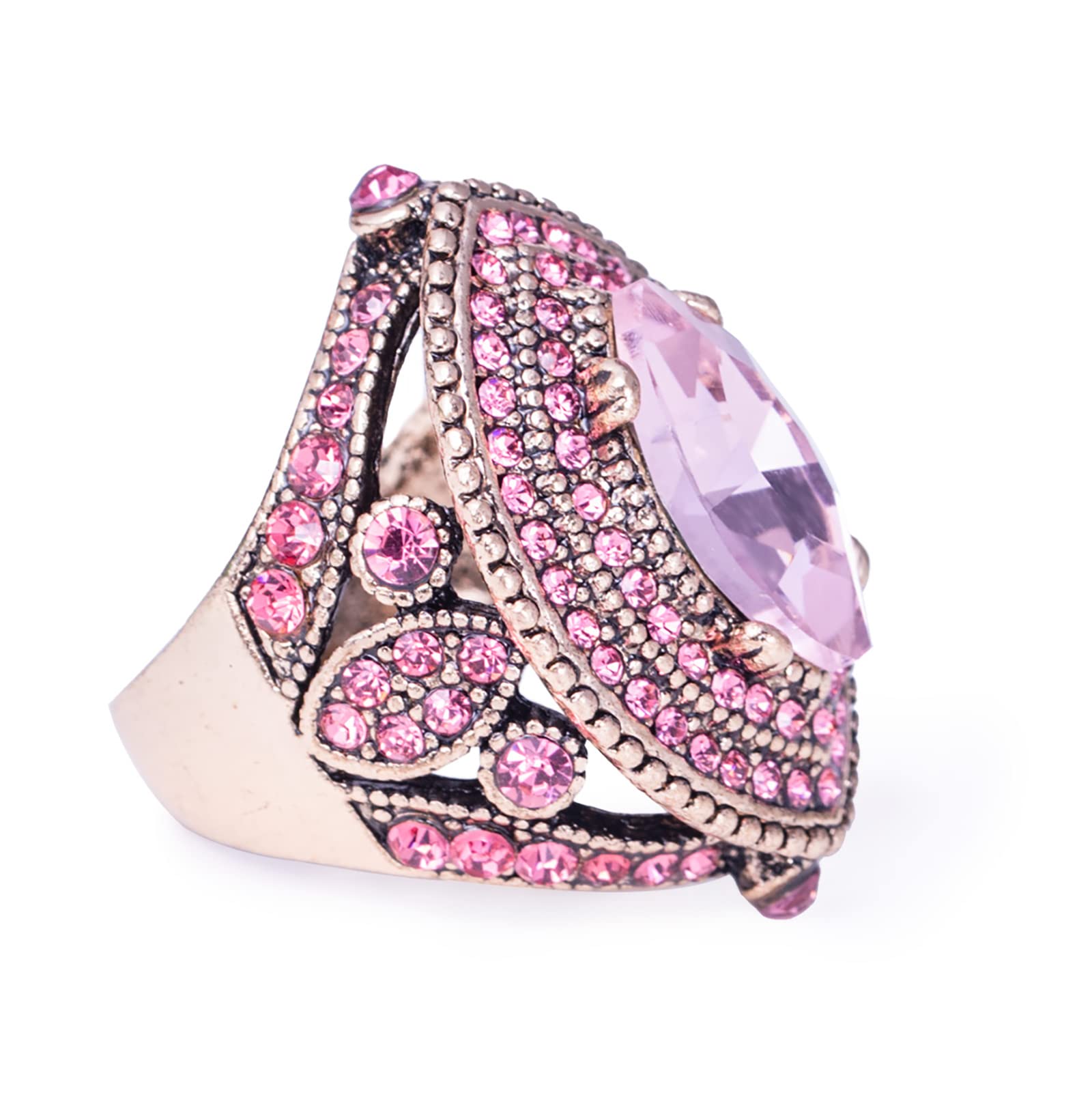 CKHAO Women Ring - 32mm Turkish Style Pink Gemstone Vintage Ring Women Jewelry J0769PINK (7)