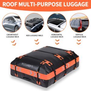 MIDABAO 20 Cubic Car Roof Bag Cargo Carrier, Waterproof Rooftop Cargo Carrier with Anti-Slip Mat + 6 Door Hooks, Suitable for All Vehicle with/without Rack