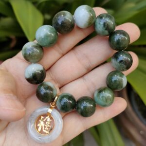 Jade Bracelet for Women Good Luck Jewelry with Pendant Jade Coin Money Success Fun Energize Wearer Happiness Bring Attract Money