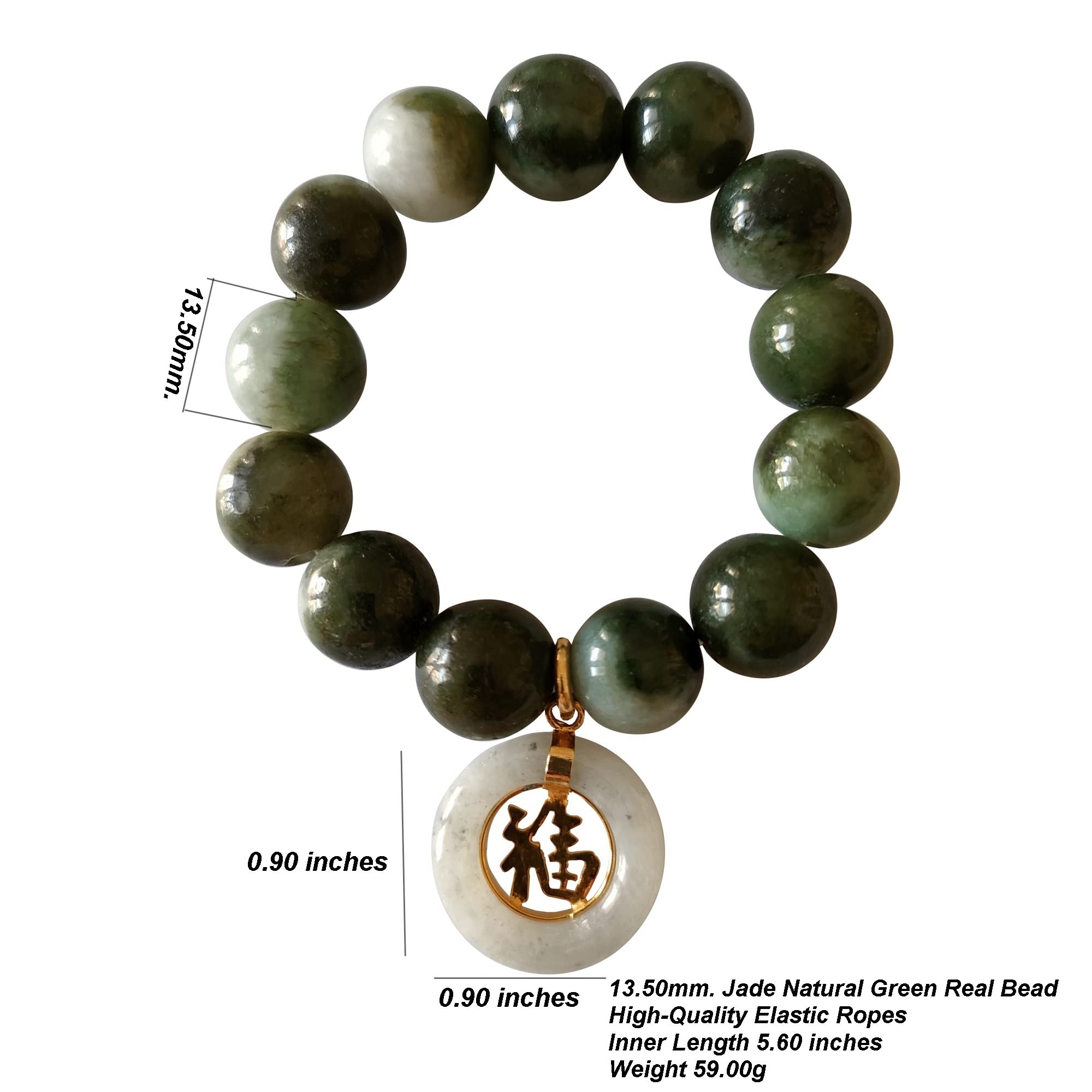 Jade Bracelet for Women Good Luck Jewelry with Pendant Jade Coin Money Success Fun Energize Wearer Happiness Bring Attract Money