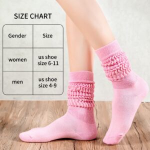 Witwot 3 Pair Womens Slouch Socks Cotton Knee High Tube Scrunch Sock Black-White-Pink