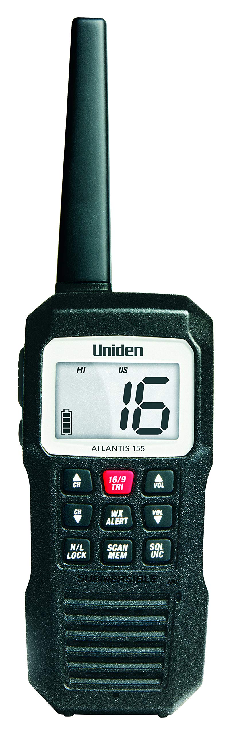 Uniden Atlantis 155 Handheld Marine Radio + SeaSense Large Air Horn