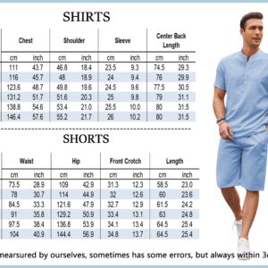 COOFANDY Men's 2 Pieces Linen Set Casual Henley Shirts Short Sleeve Beach Yoga Shorts Summer Pants Outfits